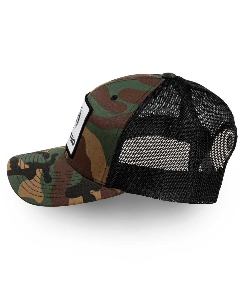 Hard No Camo Woven Patch Trucker Hat