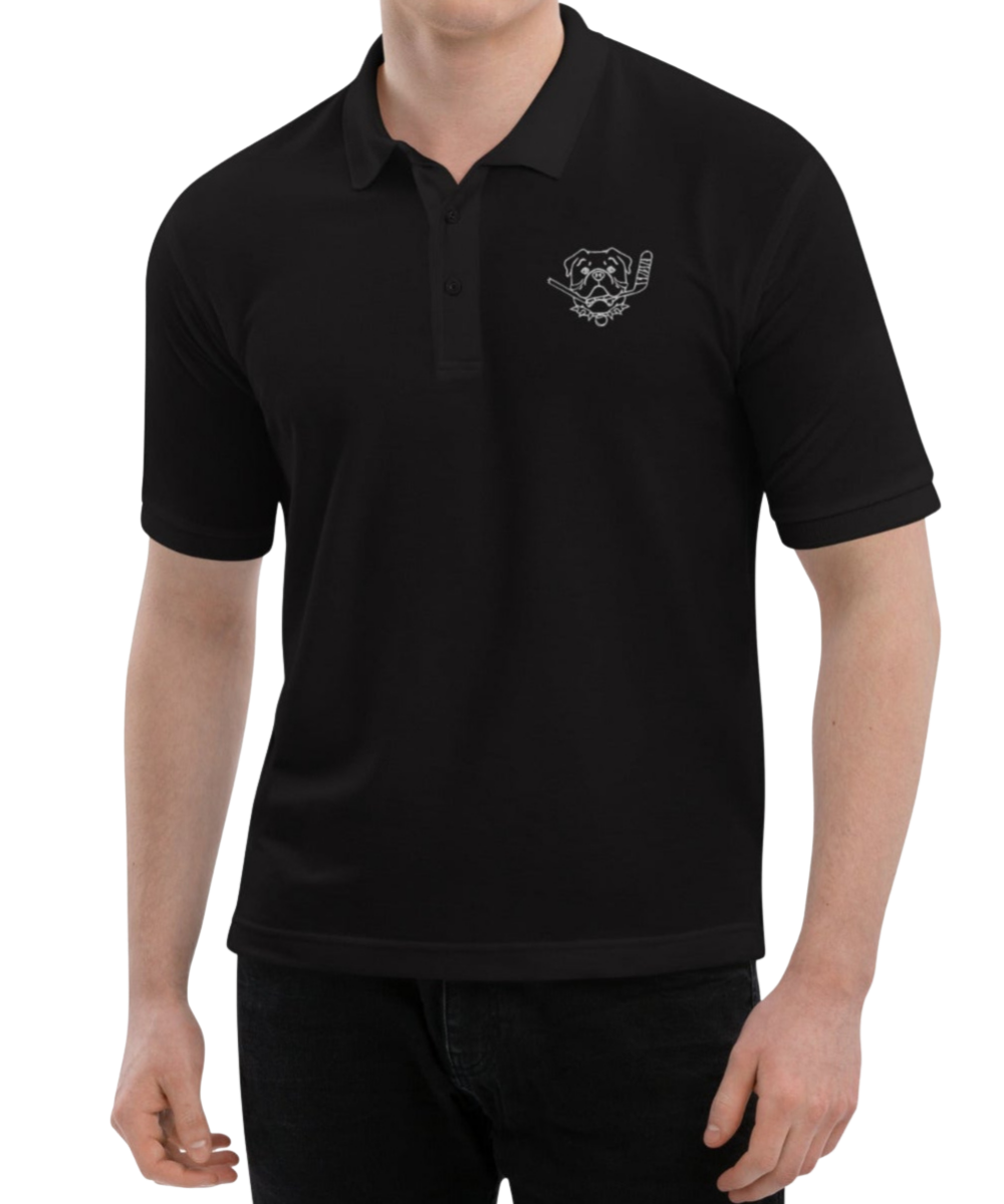 Shoresy HAPPY Bulldog Embroidered Black Polo