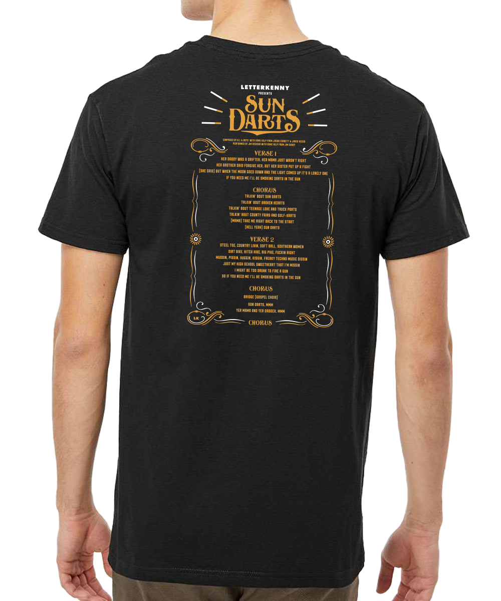 Sun Darts Lyric TShirt Official Letterkenny Merch