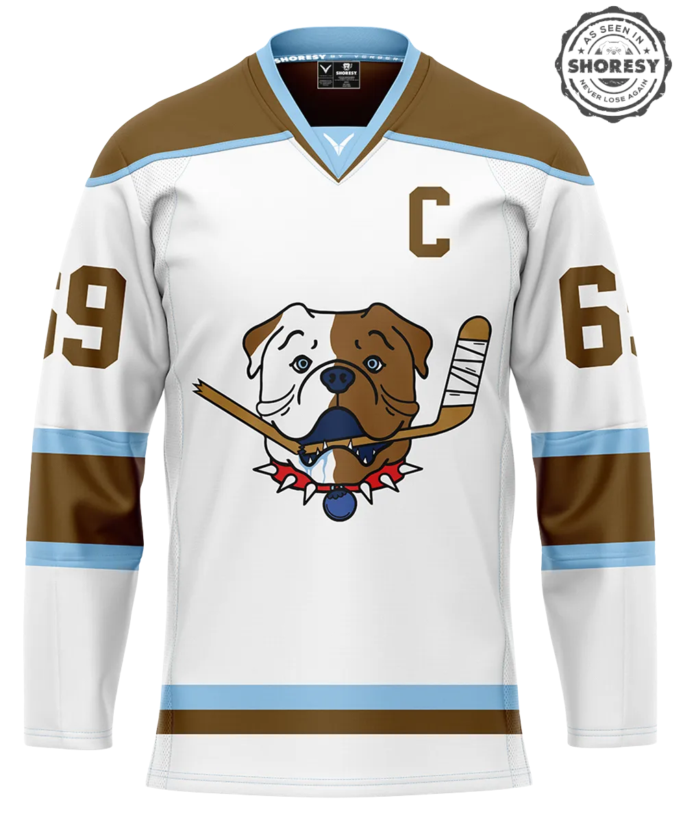 Official SHORESY Shore 69 Sudbury Blueberry Bulldogs PRO Jersey AWAY