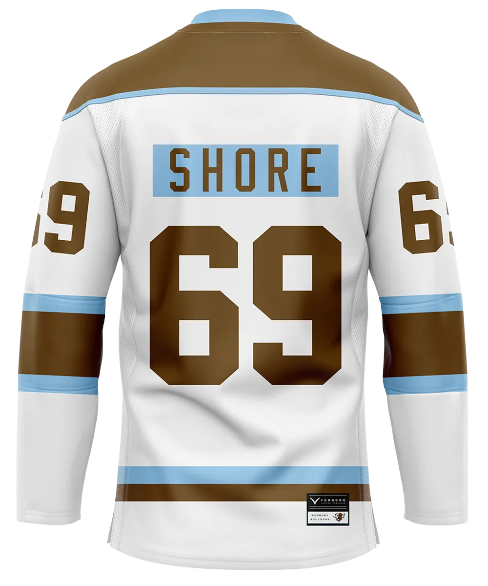 Official SHORESY Shore 69 Sudbury Blueberry Bulldogs PRO Jersey AWAY
