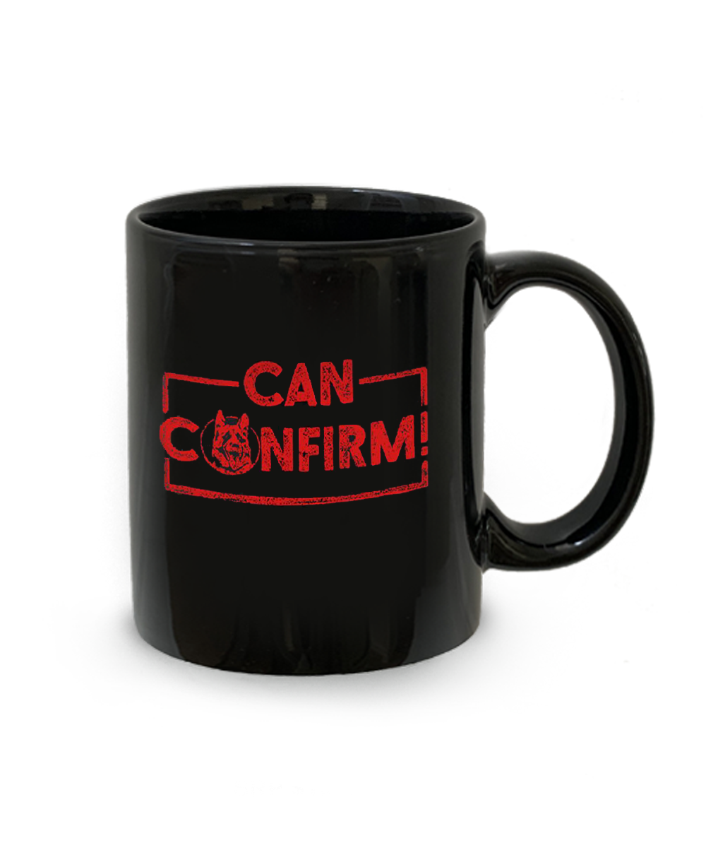 Can Confirm Black Mug