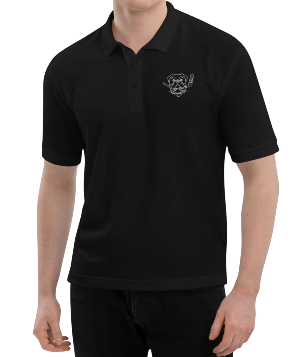Shoresy HAPPY Bulldog Embroidered Black Polo