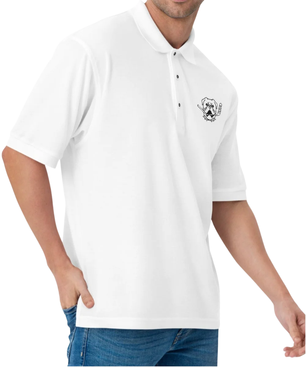 Shoresy CLASSIC Bulldog Embroidered White Polo