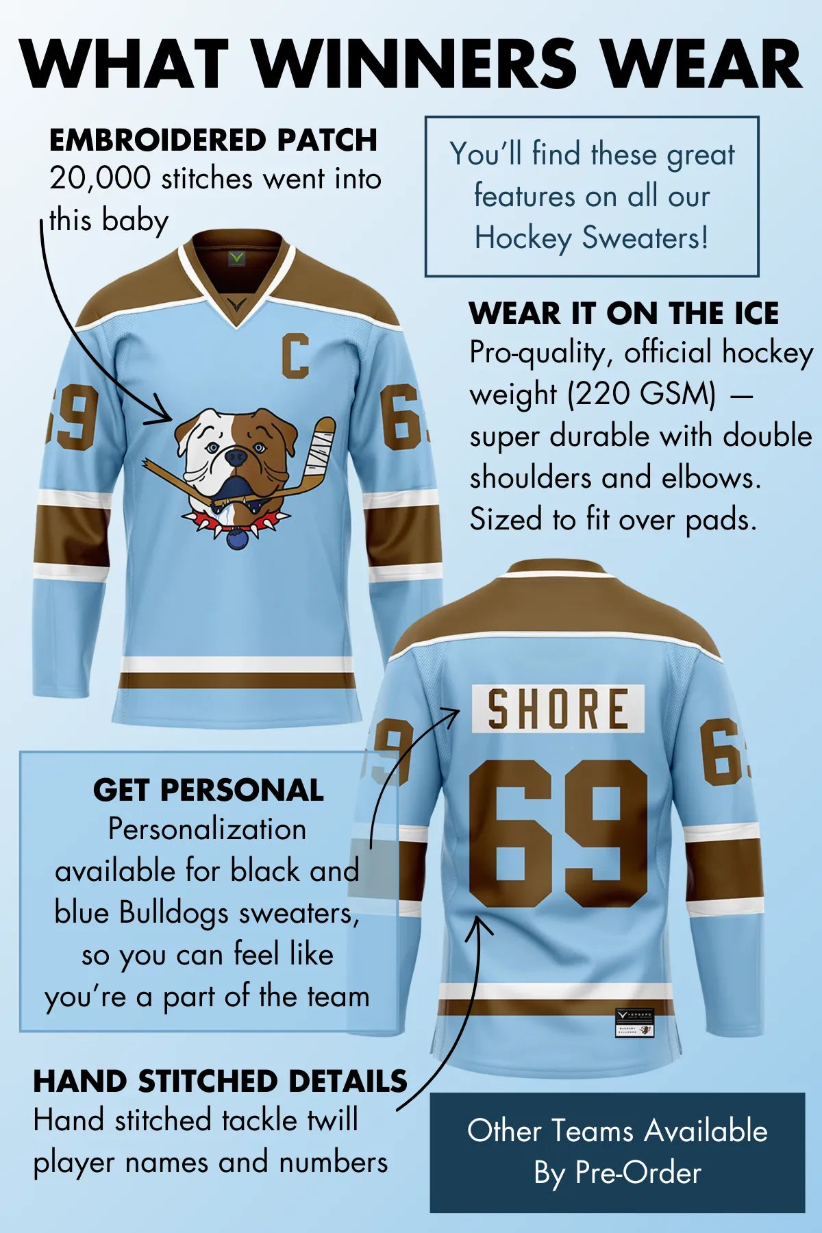 Official SHORESY Shore 69 Sudbury Blueberry Bulldogs PRO Jersey