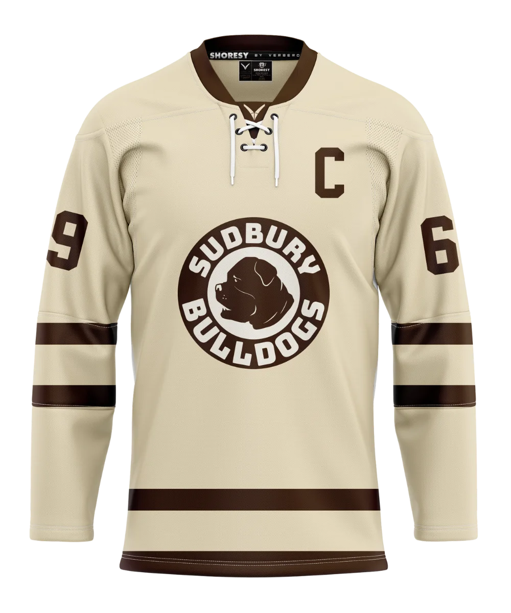 Official SHORESY VINTAGE Shore 69 Sudbury Bulldogs PRO Jersey - White