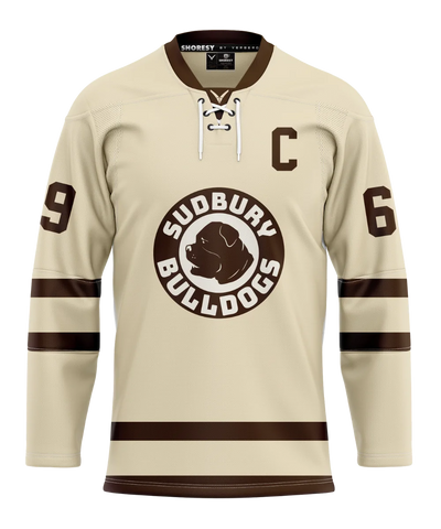 Official SHORESY VINTAGE Shore 69 Sudbury Bulldogs PRO Jersey - White