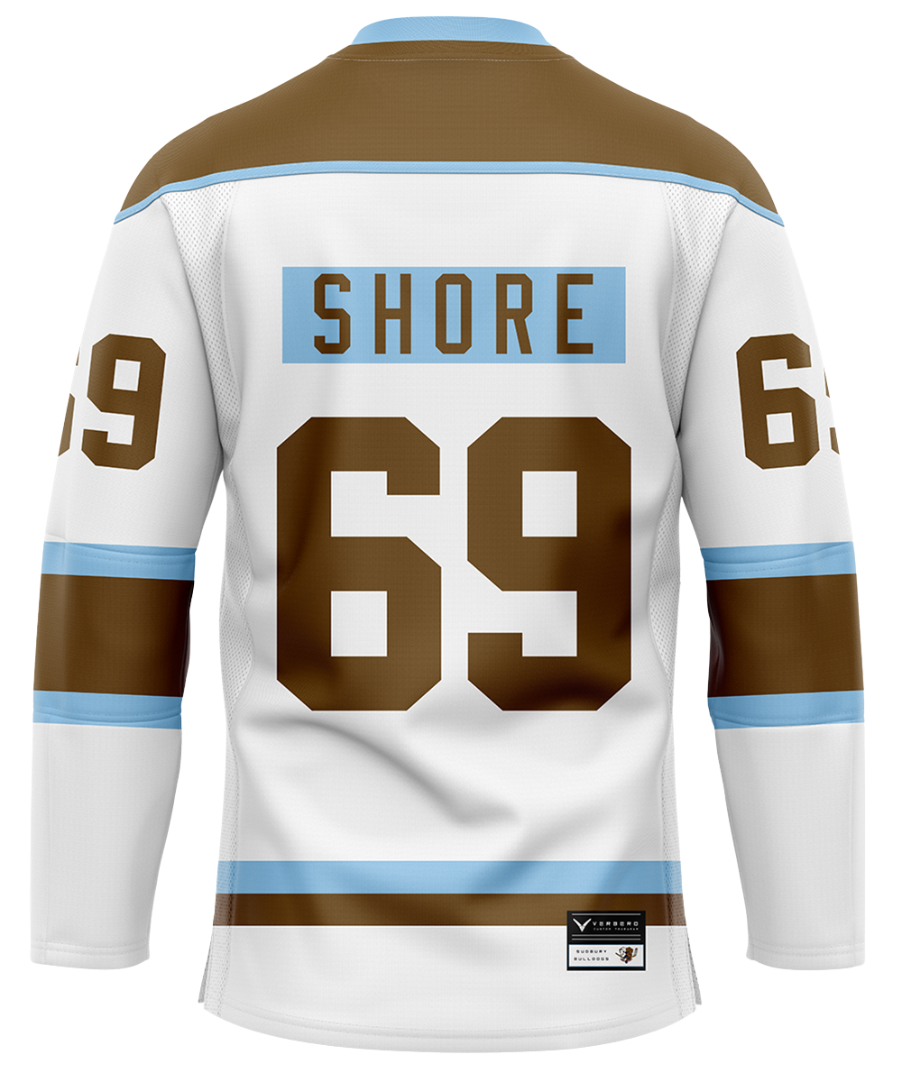 Official SHORESY Shore 69 Sudbury Blueberry Bulldogs PRO Jersey AWAY