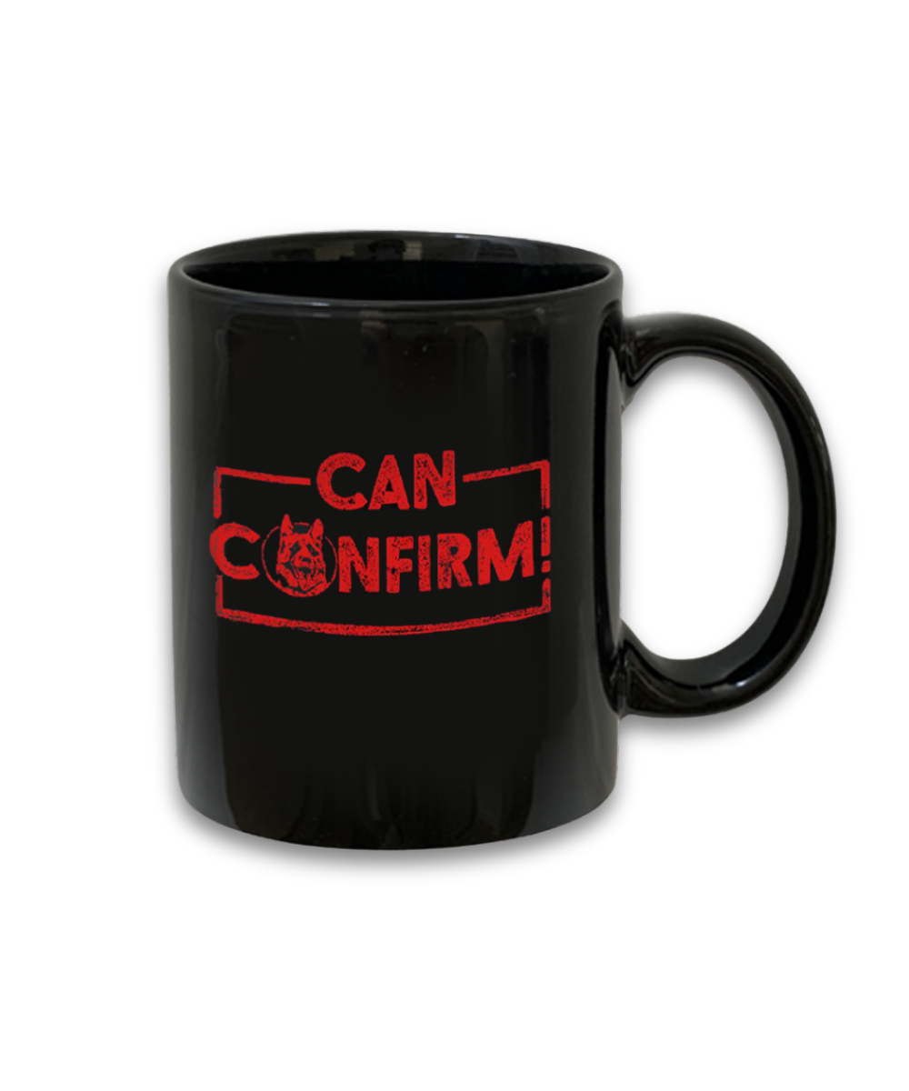 Can Confirm Black Mug