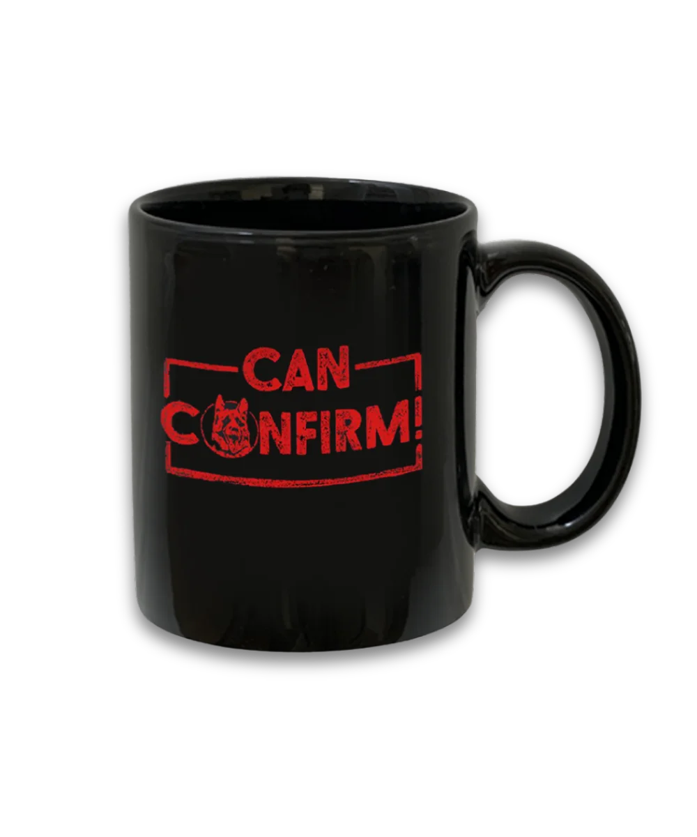 Can Confirm Black Mug
