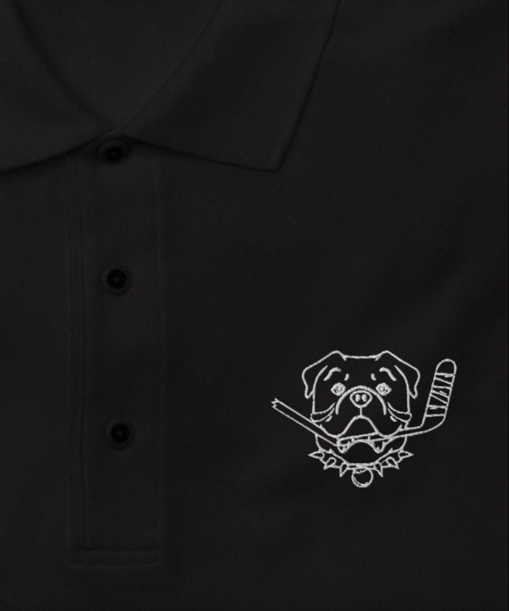 Shoresy HAPPY Bulldog Embroidered Black Polo