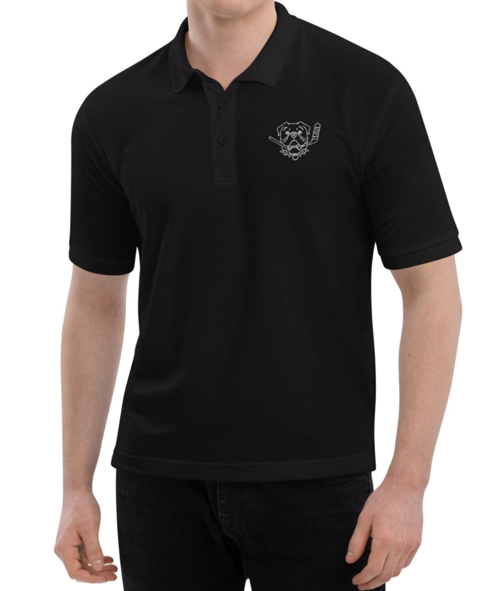 Shoresy HAPPY Bulldog Embroidered Black Polo